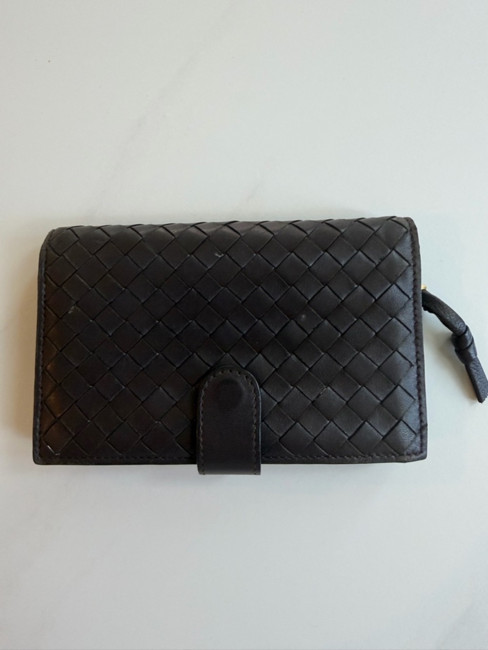Bottega Veneta Black Leather Wallet with Embossed Logo